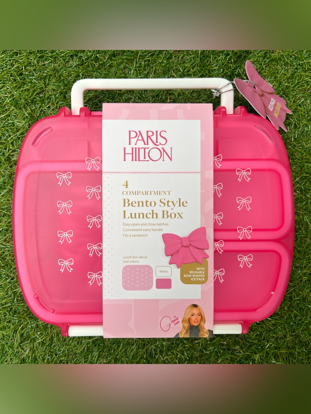 Paris Hilton Pink Bow Bento Style Lunch Box w/Bow Ice Pack